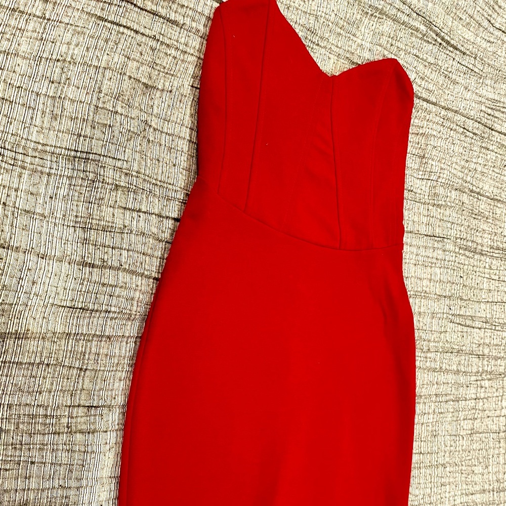 TOBI Red Strapless fitted Dress, Size Small